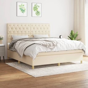 ΚΡΕΒΑΤΙ BOXSPRING ΜΕ ΣΤΡΩΜΑ ΚΡΕΜ 160X200 ΕΚ. ΥΦΑΣΜΑΤΙΝΟ 3142590