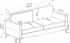 Stewehome Kristal 3θέσια πολυθρόνα σκούρο γκρι