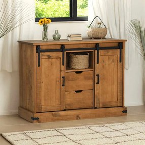 vidaXL Sideboard HALDEN 2 συρόμενες πόρτες 112x40x80 cm μασίφ ξύλο