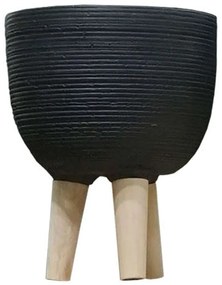 Κασπώ 06-00-21206-1 Φ25,5x33,5cm Black-Natural Marhome Wood,Cement