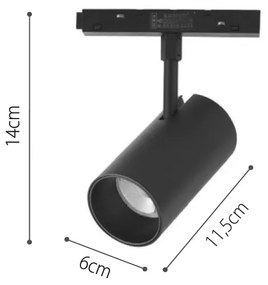 Σποτ μαγνητικής ράγας LED 20W 4000K σε μαύρη απόχρωση D:16cmX16,8cm (T02002-BL) - 1.5W - 20W - T02002-BL