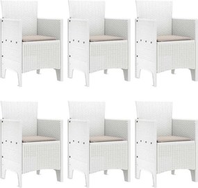 vidaXL Σέτ φαγητού για κήπο 7 pcs Λευκό Rattan Polt