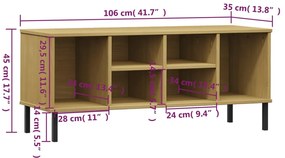 vidaXL Παπουτσοθήκη OSLO Καφέ 106x35x45 εκ. Μασίφ Ξύλο με Μεταλ. Πόδια