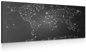 Εικόνα ασπρόμαυρο παγκόσμιο χάρτη - 100x50