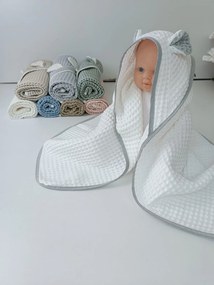 Stewehome Διπλής όψης βαμβακερή κουβέρτα μωρού με κουκούλα και αυτιά 90x90 cm