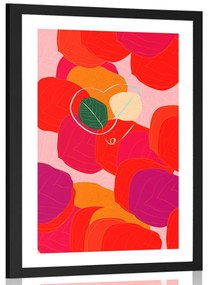 Αφίσα με πασπαρτού Πολύχρωμες γραμμές φύλλων - 40x60 white