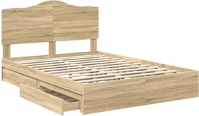vidaXL Κρεβάτι Αποθήκης Δρύς Sonoma 140 x 200 cm Επεξεργασμένο ξύλο