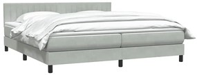 Box Spring κρεβάτι με στρώμα ανοιχτό γκρι 180x220 cm Βελούδινο - Γκρι