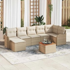 vidaXL Σετ Καναπέ Κήπου 8 pcs Μπεζ Πολυ ράταν