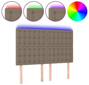 vidaXL Κεφαλάρι Κρεβατιού LED Taupe 144x5x118/128 εκ. Υφασμάτινο