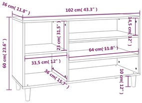 Παπουτσοθήκη Καπνιστή Δρυς 102x36x60 εκ. από Επεξεργασμένο Ξύλο - Καφέ