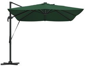 vidaXL Ομπρέλα Ρώμης με LEDs Πράσινη 352x251x265 cm Αλουμίνιο