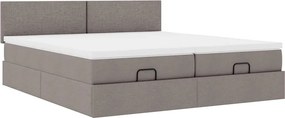 vidaXL Οθωμανικό κρεβάτι με στρώματα &amp; LEDs Taupe 200x200cm ύφασμα