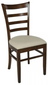 Ε7052,3 NATURALE Καρέκλα Καρυδί, Pu Εκρού  42x50x91cm Καρυδί/Εκρού,  Ξύλο/PVC - PU, , 2 Τεμάχια