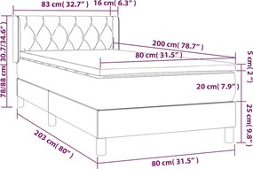 vidaXL Κρεβάτι Boxspring με Στρώμα Μαύρο 80 x 200 εκ. Βελούδινο