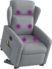 vidaXL Πολυθρόνα Μασάζ Ηλεκ. Ανακλινόμενη Ανύψωση Αν. Γκρι Υφασμάτινη