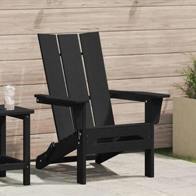 vidaXL Αναδιπλούμενη Καρέκλα Adirondack Μαύρη 74.5x80.5x90 εκ HDPE