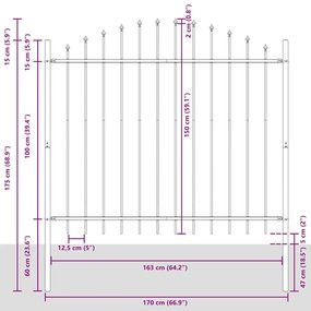 vidaXL Φράχτης Κήπου 8 pcs Γκρι 170 x 190 cm
