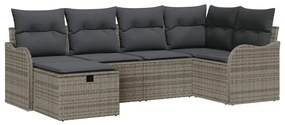 vidaXL Σετ Καναπέ Κήπου με μαξιλάρι 6 pcs Γκρι Πολυ ράταν
