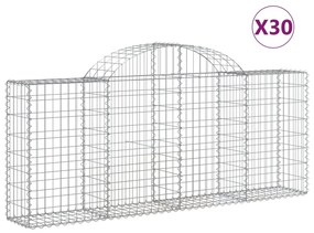 vidaXL Συρματοκιβώτια Τοξωτά 30 τεμ. 200x30x80/100 εκ. Γαλβαν. Ατσάλι