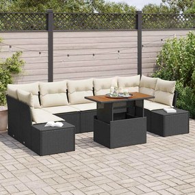 vidaXL Σέτ φαγητού για κήπο 8 pcs Μαύρο, Κρέμα 100 x 55 x 73 εκ