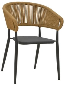 Καρέκλα - Πολυθρόνα αλουμινίου Raven στοιβαζόμενη ανθρακί σκελετός-textilene φυσικό rattan 57x62x78 εκ. 57x62x78 εκ.