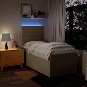 vidaXL Κρεβάτι Boxspring με Στρώμα Κρεμ 90x190 εκ.Υφασμάτινο