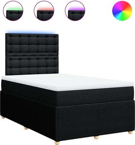 vidaXL Κρεβάτι Boxspring με Στρώμα Μαύρο 120x190 εκ. Υφασμάτινο