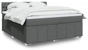 Κρεβάτι Boxspring με Στρώμα Σκούρο Γκρι 180x200 εκ Υφασμάτιν