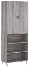 vidaXL Ντουλάπι Γκρι Sonoma 69,5 x 34 x 180 εκ. Επεξεργασμένο Ξύλο