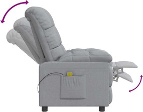 vidaXL Πολυθρόνα Μασάζ Ανοιχτό Γκρι Υφασμάτινη