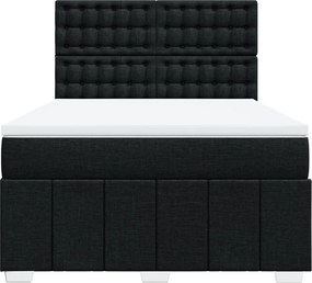 vidaXL Κρεβάτι Boxspring με Στρώμα Μαύρο 140x200 εκ. Υφασμάτινο