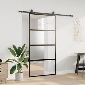 vidaXL Σετ συρόμενης πόρτας με υλικό μαύρο 102,5x205 cm