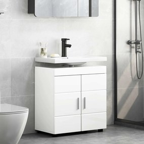 vidaXL Σετ Ντουλαπιών Μπάνιου TULUM Υψηλής γυαλάδας λευκό