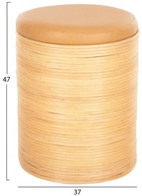 Σκάμπο Mitch Φυσικό Rattan-Καθισμα από PU Μπεζ Φ37x47Yεκ.