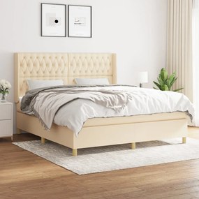 vidaXL Κρεβάτι Boxspring με Στρώμα Κρεμ 180x200 εκ. Υφασμάτινο