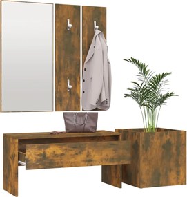 vidaXL Σετ Επίπλων Διαδρόμου Καπνιστή Δρυς από Επεξεργασμένο Ξύλο