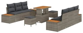 vidaXL Σετ Καναπέ Κήπου με μαξιλάρι 9 pcs Γκρι Πολυ ράταν