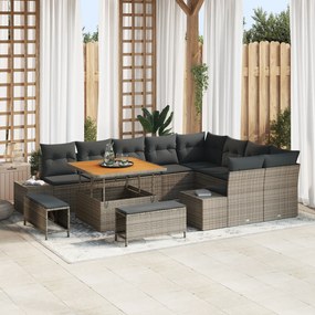 vidaXL Σετ Καναπέ Κήπου με μαξιλάρι με μαξιλάρι 12 pcs Σκούρο γκρι και Γκρι
