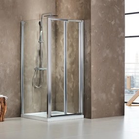 Devon Primus Plus Bi-Fold Chrome Nano 90x185 - Πτυσσομενη Καμπίνα Από Τοίχο Σε Τοίχο