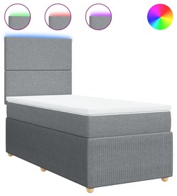 vidaXL Κρεβάτι Boxspring με Στρώμα Ανοιχτό Γκρι 80x200 εκ. Υφασμάτινο