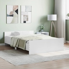 Πλαίσιο Κρεβατιού με Κεφαλάρι &amp; Ποδαρικό Λευκό 120 x 190 εκ. - Λευκό