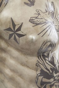 Διακοσμητικό Δαπέδου Torso Tattoo Μπεζ-Μαύρο 125 εκ. (PL) 63x35x125 εκ. - Ασημί