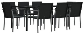 vidaXL Σετ Τραπεζαρίας Κήπου 9 τεμ. Συνθ. Ρατάν / Ατσάλι με Μαξιλάρια