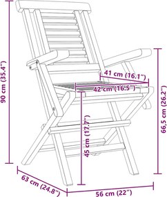 vidaXL Πτυσσόμενες Καρέκλες 8 τεμ. 56x63x90 εκ. Μασίφ Ξύλο Teak