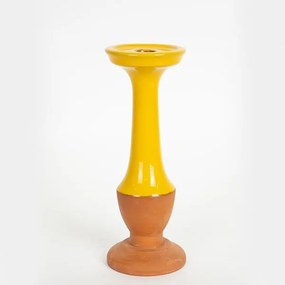 Κηροπήγιο Κεραμικό Terracotta-Κίτρινο 9,8x9,8x26,7εκ. ESTHETI 752-25010
