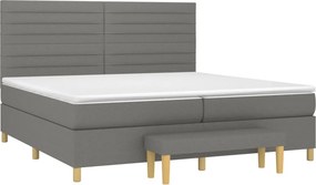 vidaXL Κρεβάτι Boxspring με Στρώμα Σκούρο Γκρι 200x200 εκ. Υφασμάτινο