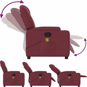 vidaXL Πολυθρόνα Μασάζ Ανακλινόμενη Μπορντό Υφασμάτινη