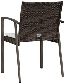 vidaXL Καρέκλες Κήπου με Μαξιλάρια 4τεμ Καφέ 56,5x57x83 εκ Συνθ. Ρατάν