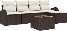 vidaXL Σετ Καναπέ Κήπου με μαξιλάρι 6 pcs Καφέ Πολυ ράταν